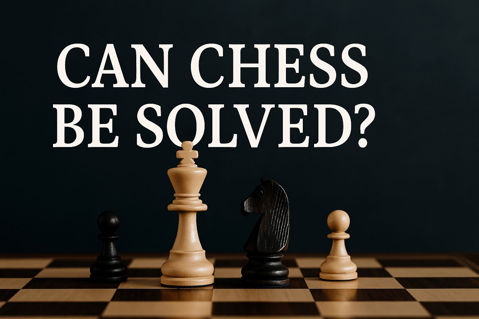 Chess pieces under the question "Can Chess Be Solved?"