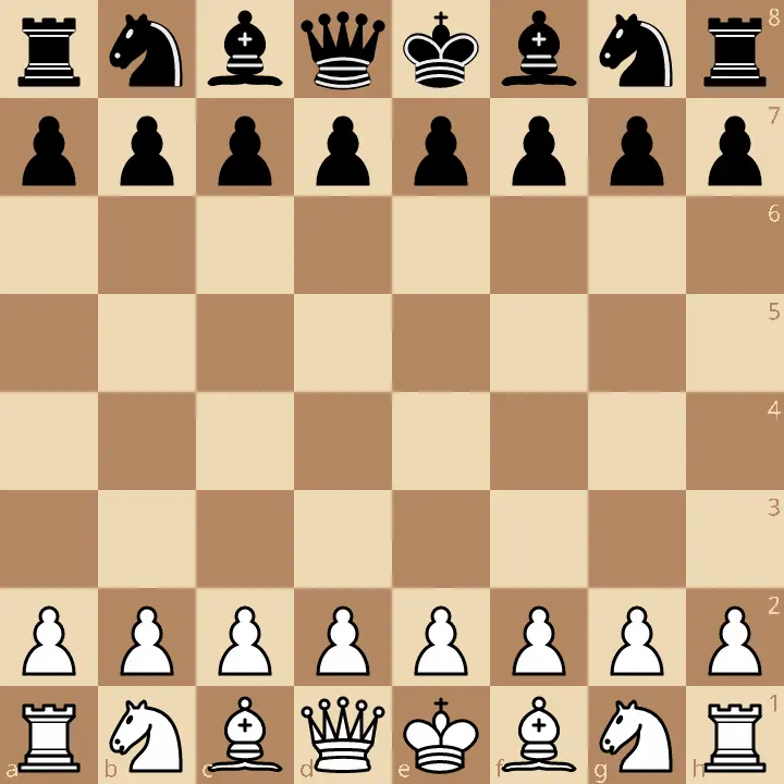 Chess pieces on the board in the starting position